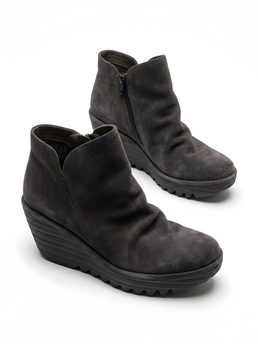 Fly London Women's Charcoal Suede Wedge Ankle Boots